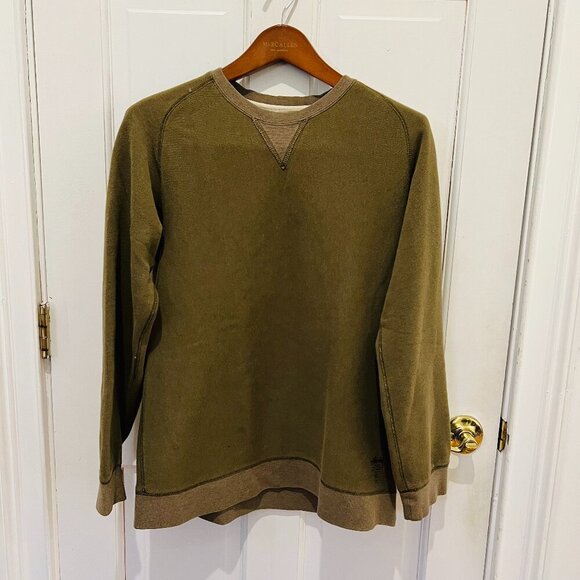 Vintage Stussy Deluxe Stock Logo Crew Mens Medium Military Green Sweatshirt - Picture 1 of 16